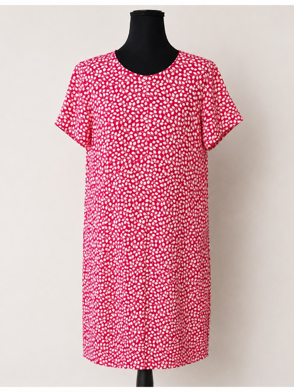 Diane Von Furstenberg Pink White Leaf Print Shift Dress Size M